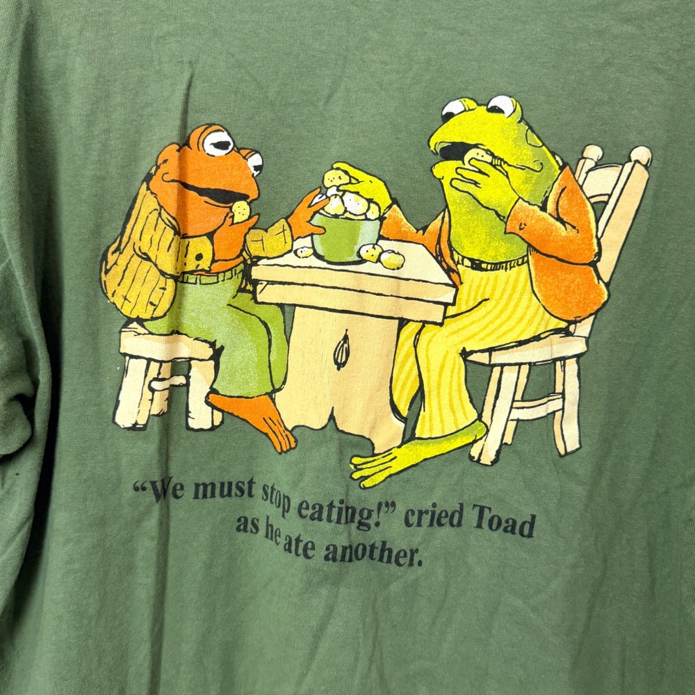 Frog and Toad Unisex Large T-Shirt Green Graphic Tandem Bike Quote Tee Novelty